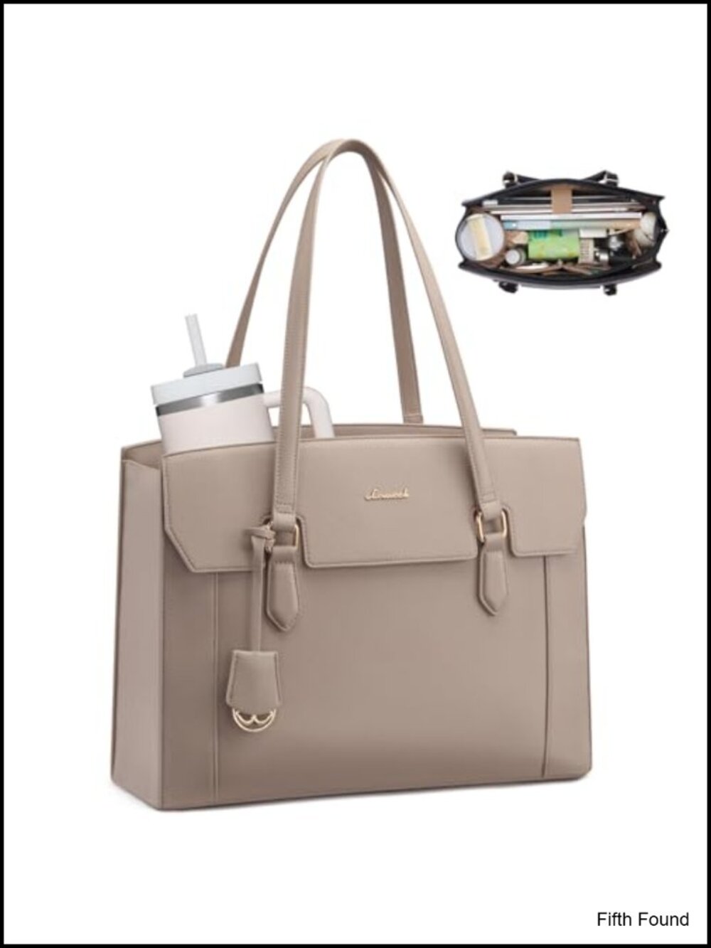 PU Leather Laptop Tote Bag 15.6in Work Briefcase Women